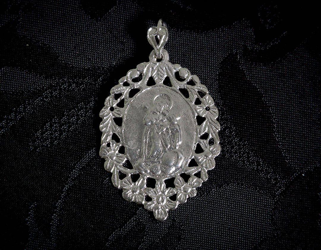 Medalla escapulario Virgen Desamparados y San José ref. 44 rodio